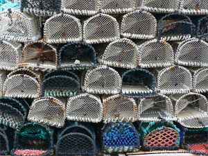 Stacked lobster pots