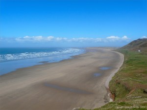 The appearance of the surface of the sandy beach at Rhossili after a storm 8th April 2009