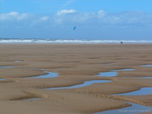The appearance of the surface of the sandy beach at Rhossili after a storm 8th April 2009