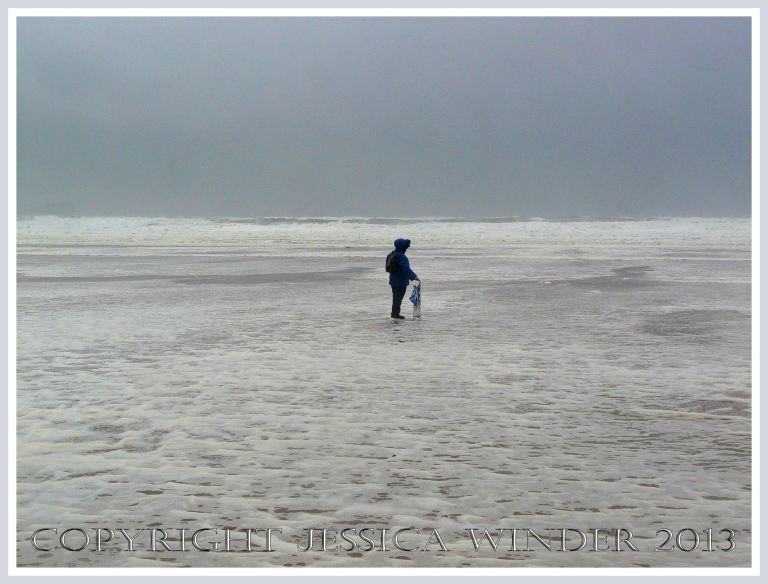 Wet, wild & windy at Rhossili (1) - Seafoam on the beach at Rhossil, Gower, South Wales, 14.11.2009.