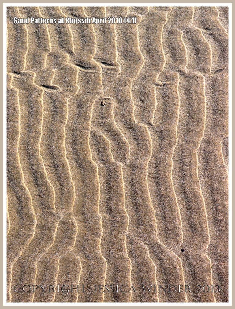 Sand ripple patterns on Rhossili beach, Gower, South Wales.