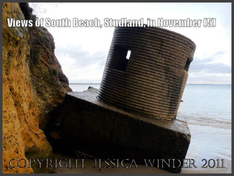 Concrete World War II "pill box" fortification at South Beach, Studland, Dorset, UK - part of the Jurassic Coast (5)