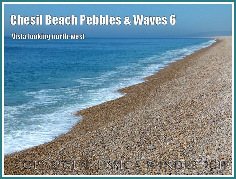 Sea, surf and pebbles at Chesil beach: View of the water's edge with sea and pebbles on Chesil Beach, Dorset, UK on the Jurassic Coast (6)