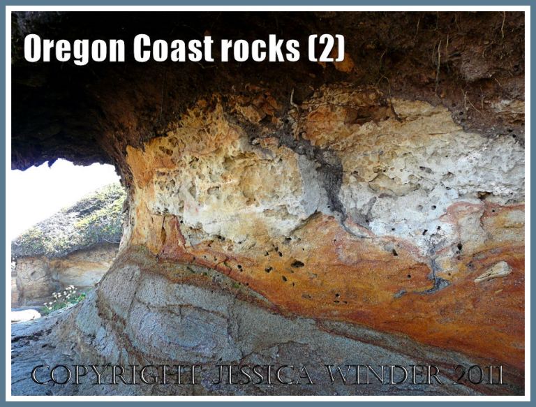 Rock patterns near Yachats on the Oregon Coast: Colours and patterns in soft sedimentary rock on the beach near Yachats on the Oregon Coast, U.S.A. (2)