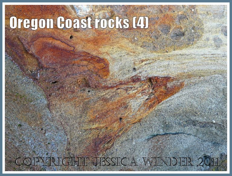 Natural abstract geological image of soft sedimentary rock at the head of the beach near Yachats on the Oregon Coast, U.S.A. (4)