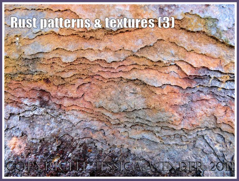 Rust colours, patterns and textures: Multi-coloured rust pattern on an ironwork seaside pier (3)