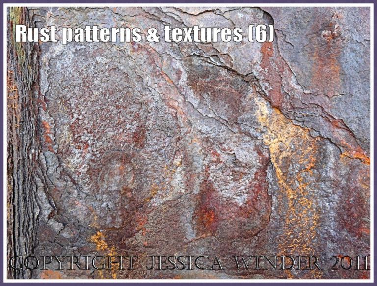 Rust colours, patterns and textures: Multi-coloured rust pattern on an ironwork seaside pier (6)