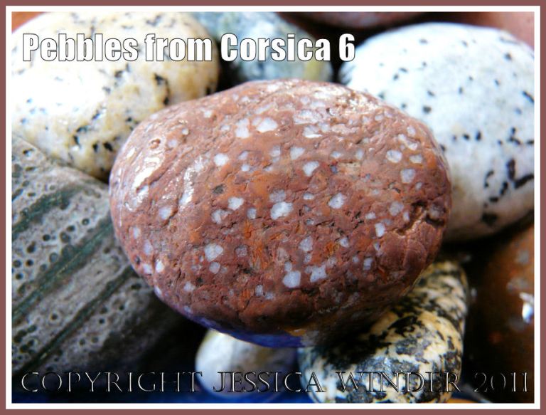 Corsican pebbles: Red and white spotted pebble from Corsica (6)