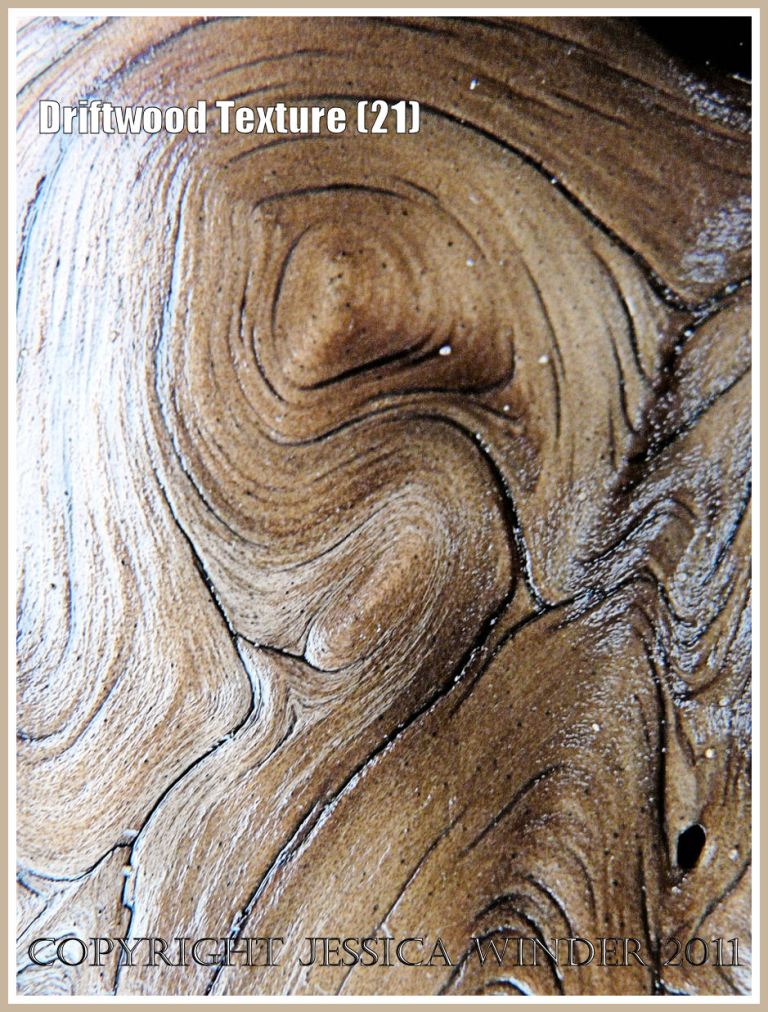 Woodgrain pattern: Smooth, wet, satin texture and woodgrain pattern on a piece of driftwood found on the strandline at Rhossili Bay, Gower, South Wales, UK (21)