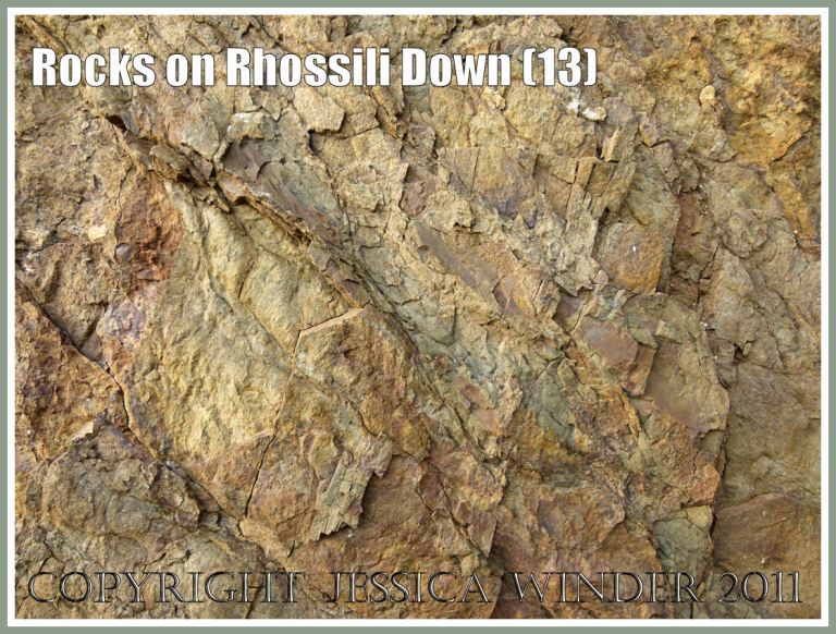 Gower geology: Rock texture, colour and pattern in Carboniferous Lower Limestone Shales in an exposure at Rhossili, Gower, South Wales, UK (13)