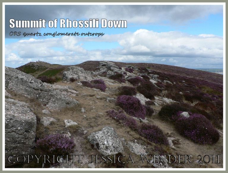 The summit of Rhossili Down on the Gower Peninsula with rocky outcrops of Old Devonian Sandstone quartz conglomerate (22)