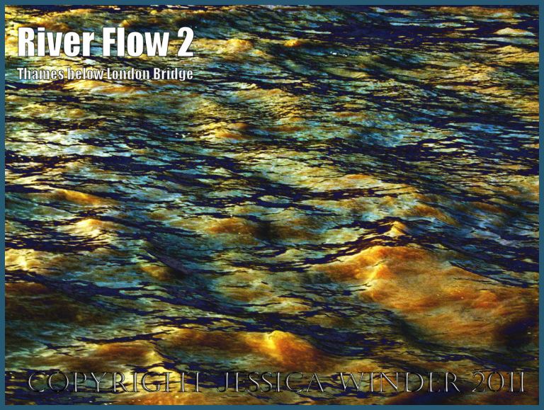 Flowing river: Impression of the ripples and reflections in the fast-flowing water of the River Thames just below London Bridge - digitally enhanced photograph (2)