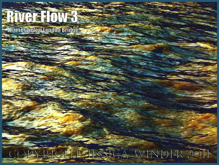 Water currents: Impression of the ripples and reflections in the fast-flowing water of the River Thames just below London Bridge - digitally enhanced photograph (3)