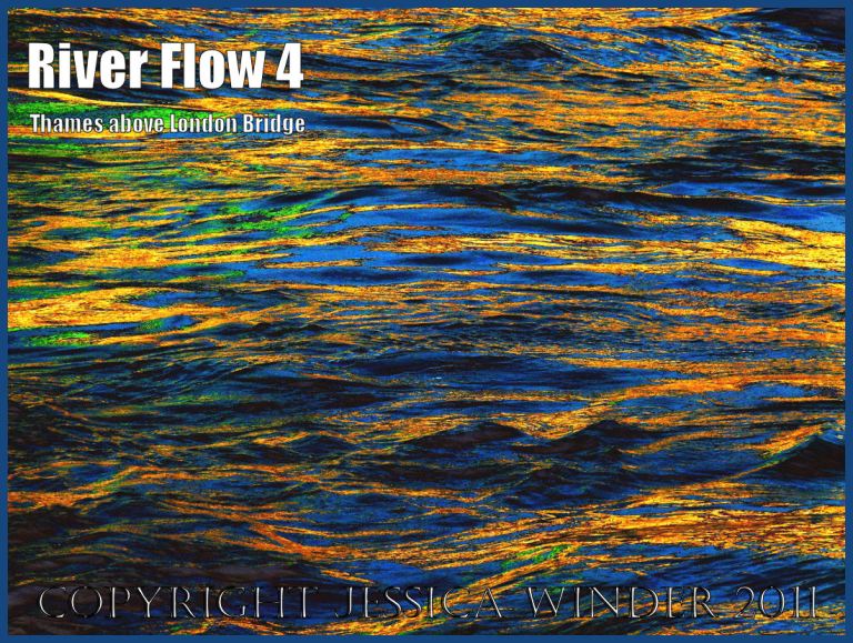 River Thames water: Impression of the ripples and reflections in the fast-flowing water of the River Thames just upstream of London Bridge - digitally enhanced photograph (4)