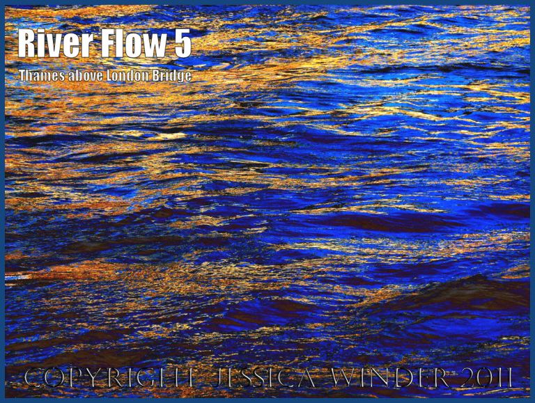 Fast-flowing water: Impression of the ripples and reflections in the fast-flowing water of the River Thames just upstream of London Bridge - digitally enhanced photograph (5)