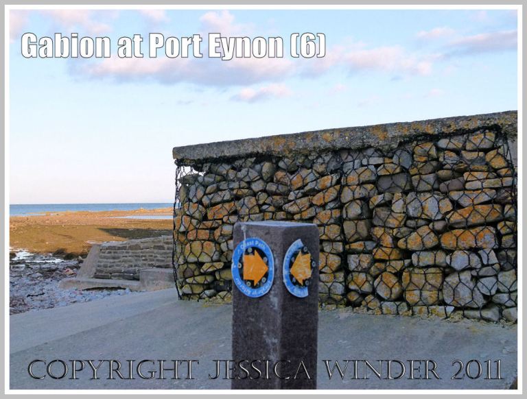 The gabion sea defence by the Youth Hostel on the Coastal Path at Port Eynon, Gower, South Wales, UK (6)