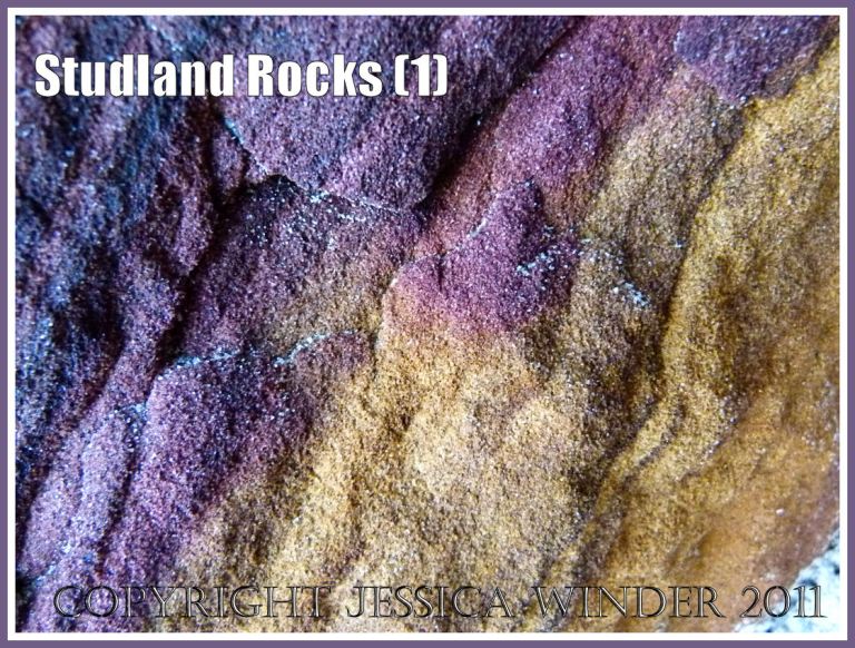 Rock colour, pattern, and texture in cliffs at Studland Bay, Dorset, UK, on the Jurassic Coast (1)