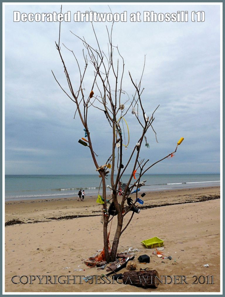 P1120071aBlog1 Driftwood tree decorated with flotsam on Rhossili beach, Gower, South Wales, UK, June 2009 (1) Driftwood tree decorated with flotsam on Rhossili beach, Gower, South Wales, UK, June 2009 (1)