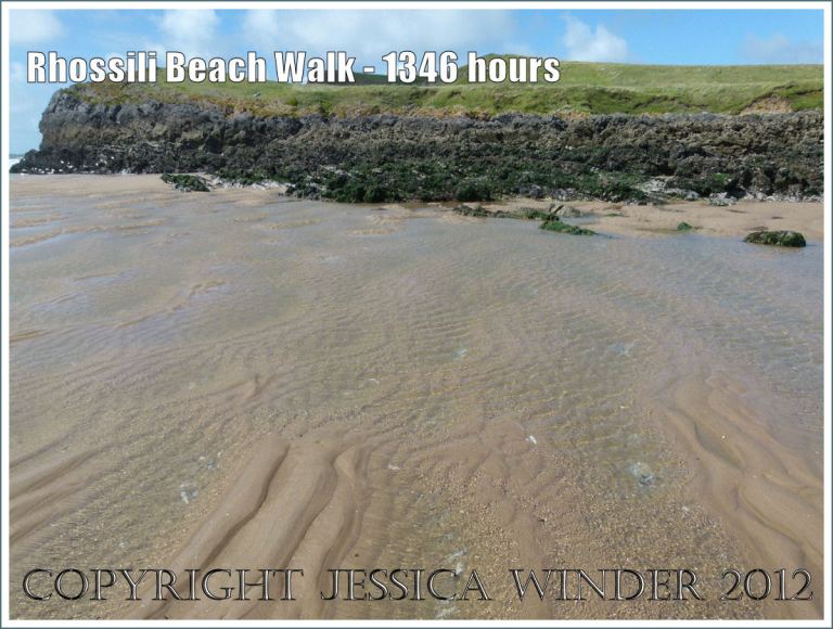 Rhossili Beach Walk - 1346 hours. Natural patterns of rippling shallow water and sand near the island of Burry Holms, Rhossili Bay, Gower, South Wales, 22nd August 2012.