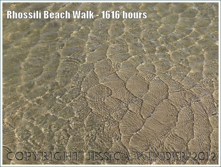 Rhossili Beach Walk - 1616 hours. Natural reticulated ripple patterns in shallow water left by the retreating tide at Rhossili Bay, Gower, South Wales, 22nd August 2012.