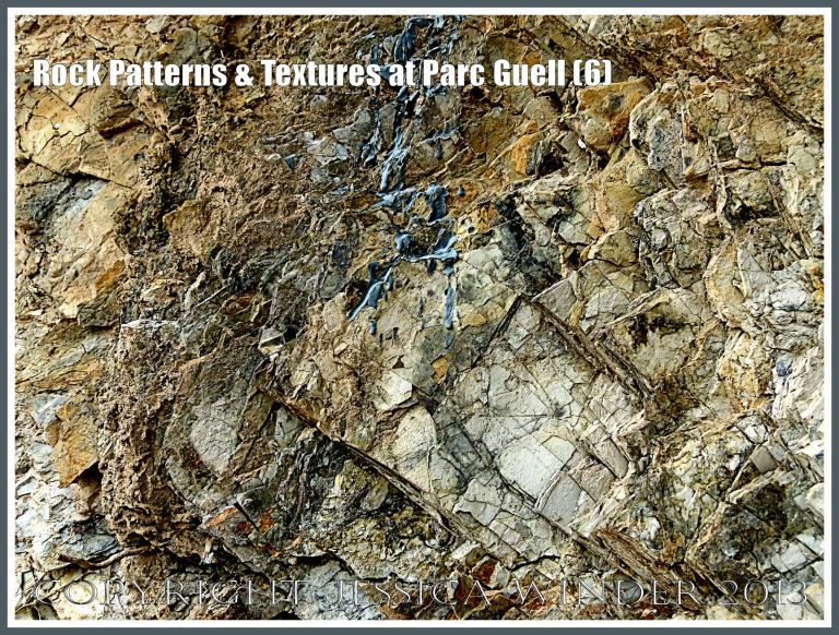 Rock Patterns & Textures at Parc Guell (6) - Natural abstract geological art in rock patterns, colours and textures of outcrops at Parc Guell, Barcelona, Spain. 