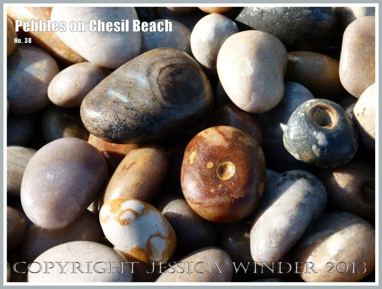 Pebbles with patterns on the beach