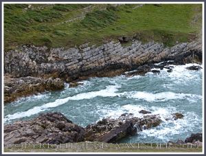 High water in the fault gully at the base of Thurba Head