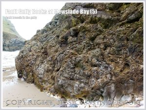 Fault breccia or fault gouge in a fault gully