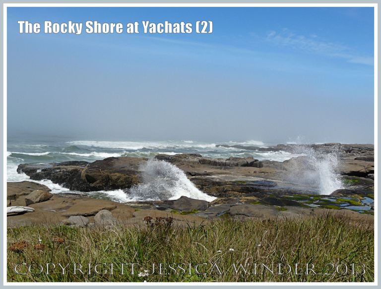 Waves crashing on the rocky shore on the Oregon Coast