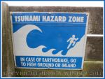 Tsunami Warning Sign at Yachats, Oregon Coast.
