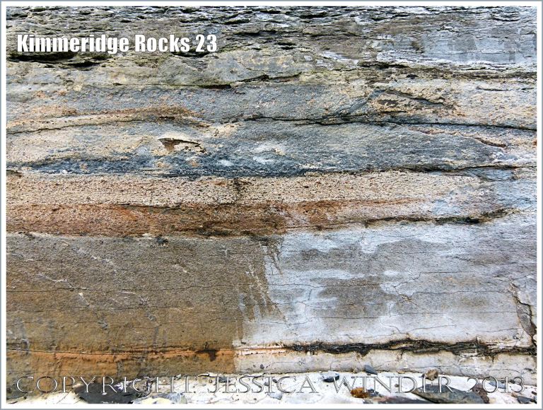 bands of shale and limestone in a cliff face