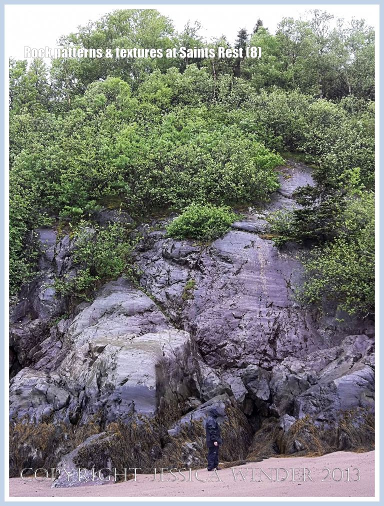 View of the rocky headland at the west end of Saints Rest Beach, New Brunswick, Canada