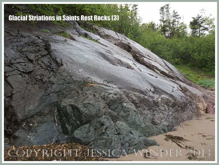 Marks in rock caused by the passage of an overlying ice sheet or glacier 20,000 years ago