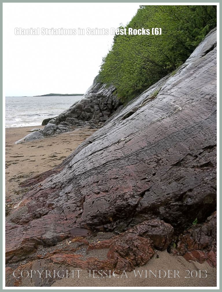Marks in rock caused by the passage of an overlying ice sheet or glacier 20,000 years ago