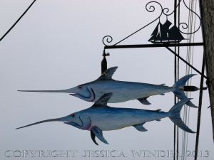 Public art in Lunenburg, Nova Scotia, showing fish