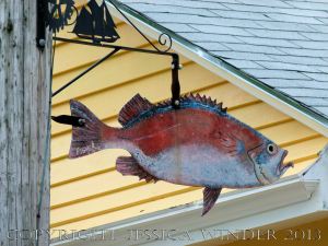 Fish art in the streets of Lunenburg, Nova Scotia.