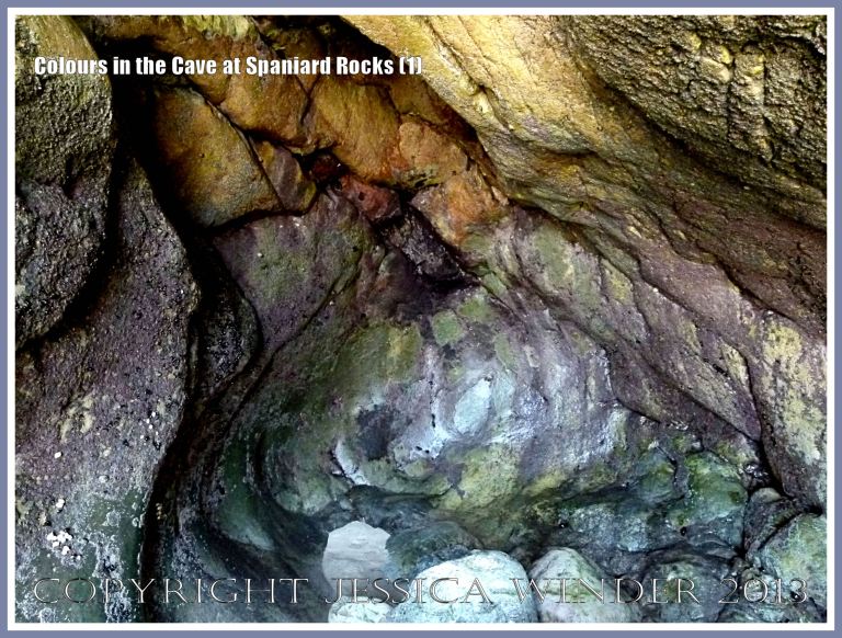 Natural colours and patterns on High Tor Carboniferous Limestone in a Gower cave