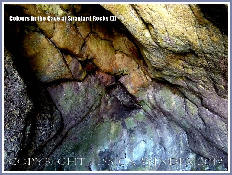 Natural colours and patterns on High Tor Carboniferous Limestone in a Gower cave