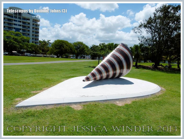 Giant sculpture of a mangrove mud whelk or mud creeper shell (Telescopium telescopium) by Dominic Johns
