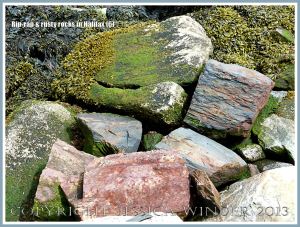Protective rock rip-rap along the Halifax Harbour waterfront, Nova Scotia, Canada.