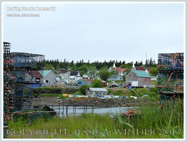 View of the fishing village of Seal Cove where there are old herring smoke houses, on the island of Grand Manan, New Brunswick, Canada.