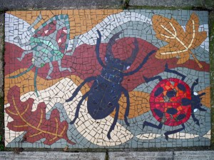 Pavement mosaic with insect images