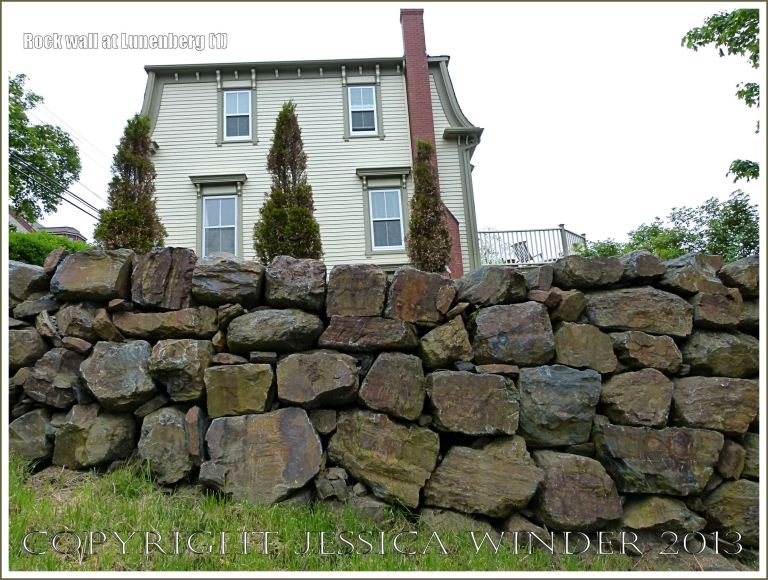 Natural rock colours, patterns, and textures in a wall at Lunenberg