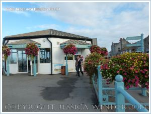 View of the cafe on Mumbles Pier, near Swansea, South Wales.