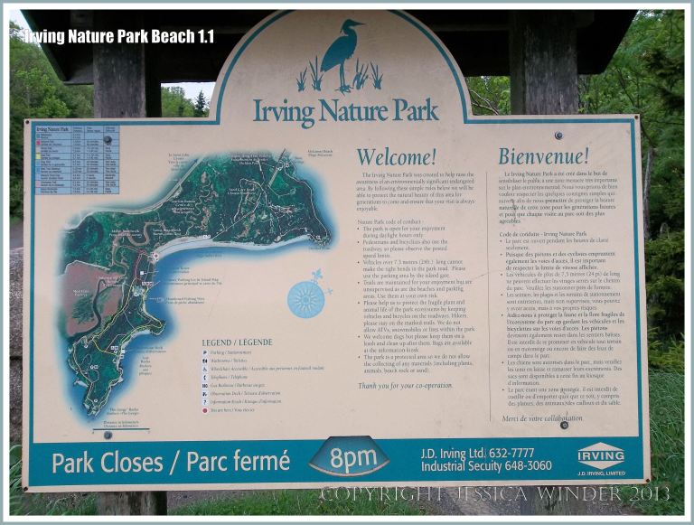 Sign board at Irving Nature Park in New Brunswick, Canada