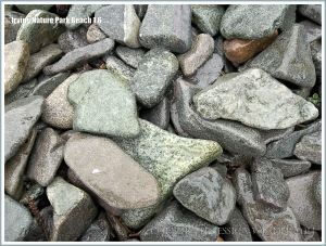 Angular beach stones at irving Nature Park, New Brunswick, Canada.