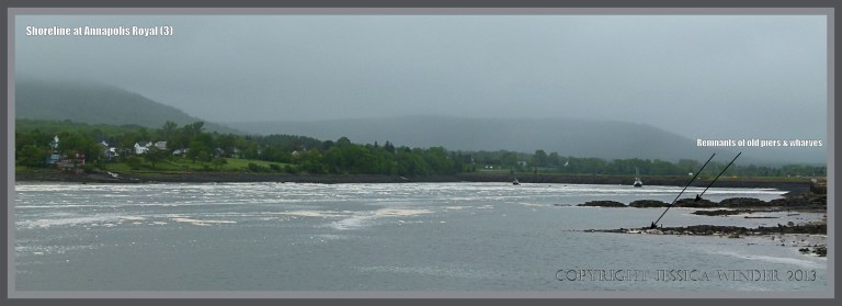 View across the Annapolis Basin showing remains of old piers on the right hand shore