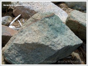 Boulders used for protection against erosion by the sea at Annapolis Royal