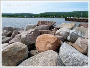 Boulders used for protection against erosion by the sea at Annapolis Royal