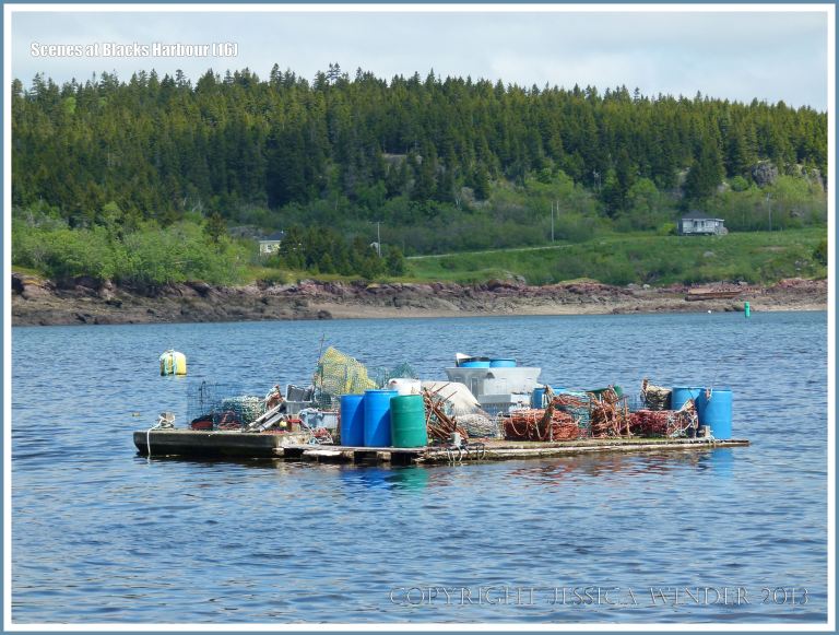 Floating raft with fishing gear